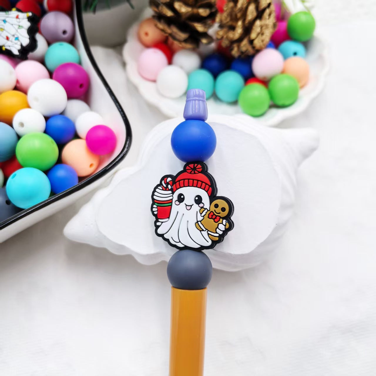 Wholesale 10pcs/pack 2D Christmas  Cartoon Focus Beads  DIY Silicone Beads